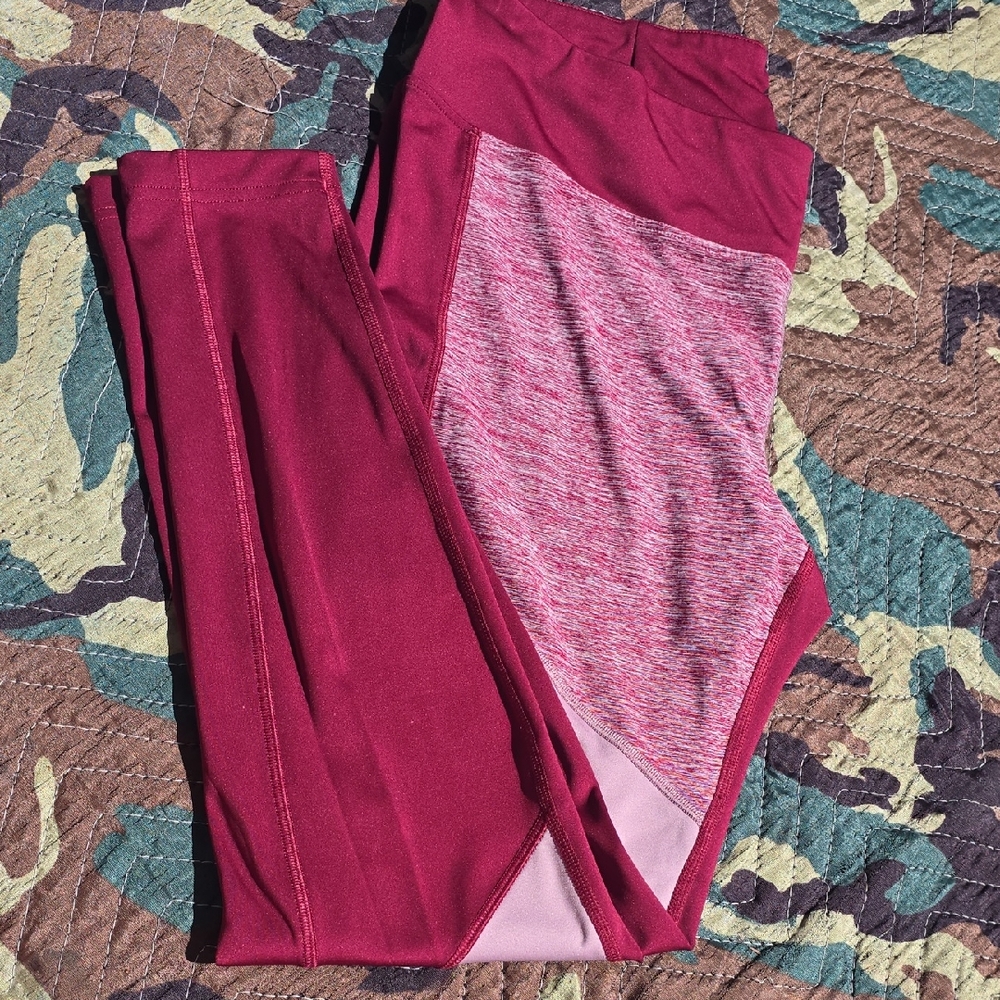 Maroon & Pink Performance Leggings XL